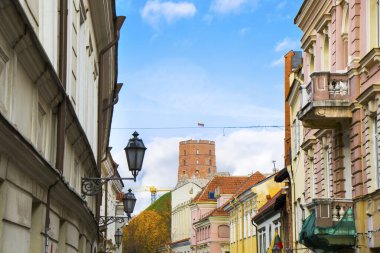Vilnius 'un sokak manzarası ve manzarası. Eski kasaba ve şehir merkezi, Litvanya.