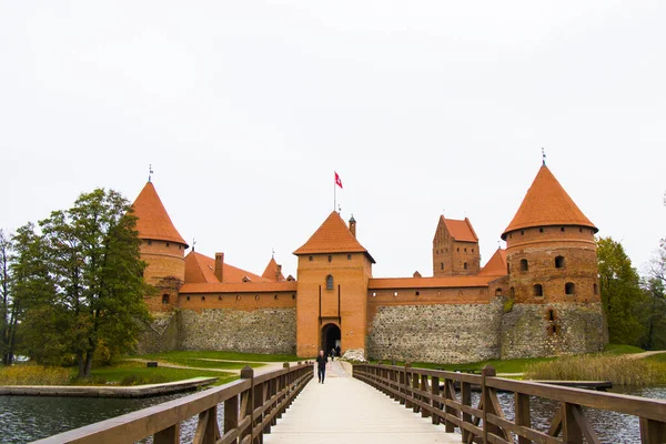 Vilnius Ilçesindeki Trakai Kalesi Unesco Dünya Mirası Listesi Galve Gölündeki — Stok fotoğraf