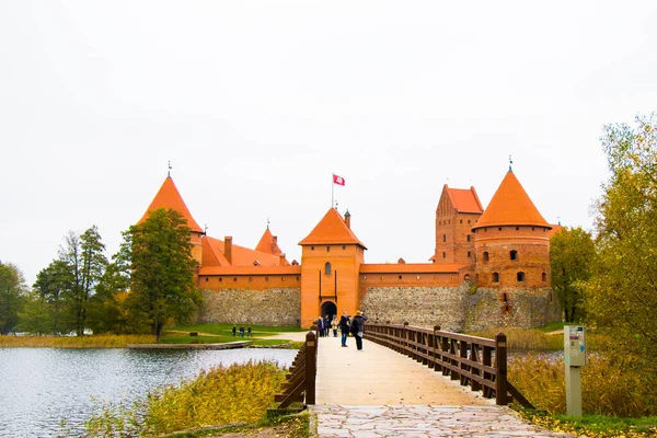 Vilnius Ilçesindeki Trakai Kalesi Unesco Dünya Mirası Listesi Galve Gölündeki — Stok fotoğraf