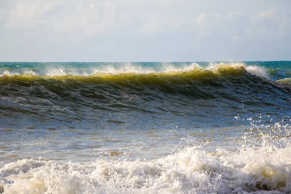 Tempo Tempestuoso Ondas Salpicos Batumi Geórgia Mar Negro Tempestuoso Fundo — Fotografia de Stock