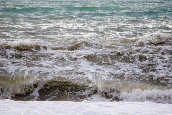 Bouřlivé Počasí Vlny Šplouchání Batumi Georgii Bouřlivé Černé Moře Vodní — Stock fotografie