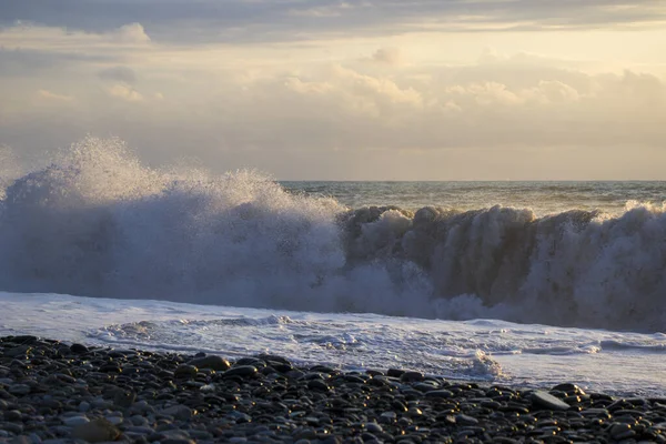 Mar Ondas Tempo Tempestuoso Ondas Salpicos Batumi Geórgia Mar Negro — Fotografia de Stock