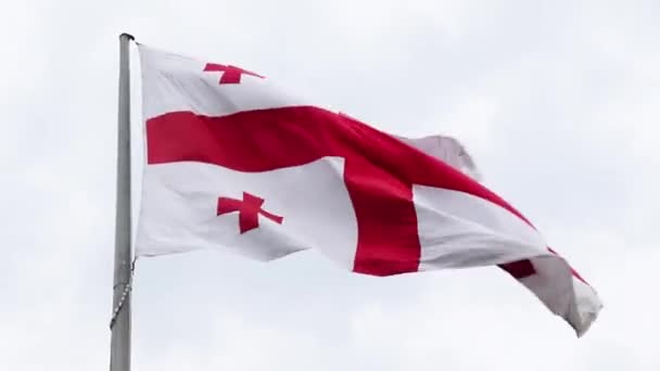 Georgische Flagge Wind Wetter Himmel Hintergrund — Stockvideo