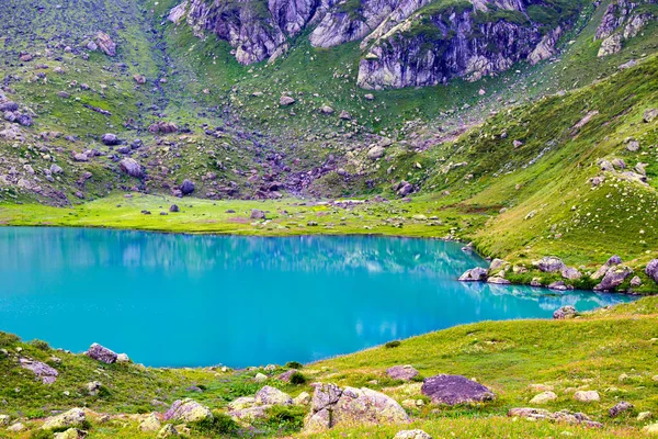 Alpesi Hegyi Táj Kilátás Kék Gyönyörű Csodálatos Panoráma Széles Látószögű — Stock Fotó