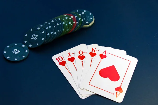 Carte Colore Reali Gioco Carte Carte Sul Tavolo Poker Blackjack — Foto Stock