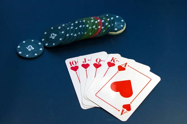 Королівські Пухові Картки Карткова Гра Карти Столі Покер Блекджек Грати — стокове фото