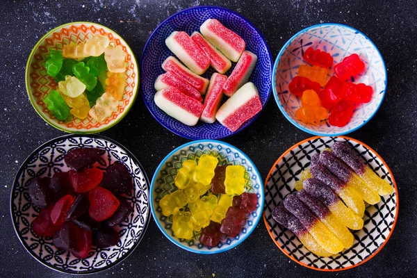 Gemischte Gelee Marmelade Hohe Sicht Auf Geschmack Süßen Snack Der — Stockfoto