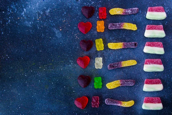 Gemischte Gelee Marmelade Hohe Sicht Auf Geschmack Süßen Snack Bunte — Stockfoto