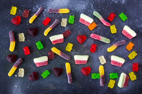 Gemischte Gelee Marmelade Hohe Sicht Auf Geschmack Süßen Snack Bunte — Stockfoto