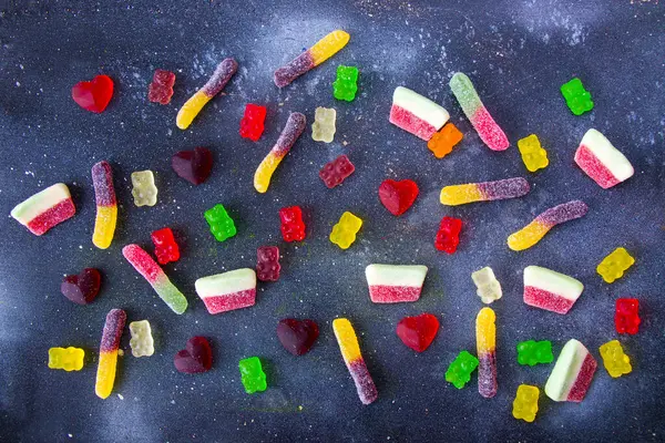 Marmelada Geleia Mista Visão Alto Ângulo Sabor Lanche Doce Doces — Fotografia de Stock