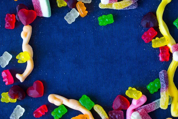 Gemischte Gelee Marmelade Hohe Sicht Auf Geschmack Süßen Snack Bunte — Stockfoto