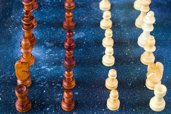 Schachmatt Und Schach Bauernfiguren Aus Nächster Nähe Brettspiel — Stockfoto