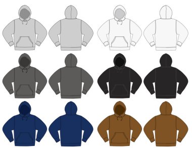 Illustration of hoodie (hooded sweatshirt) / color variations clipart