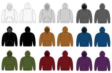 Illustration of hoodie (hooded sweatshirt) / color variations clipart