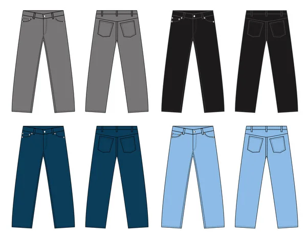 Illustration Slim Denim Pants Color Variations — Stockvektor