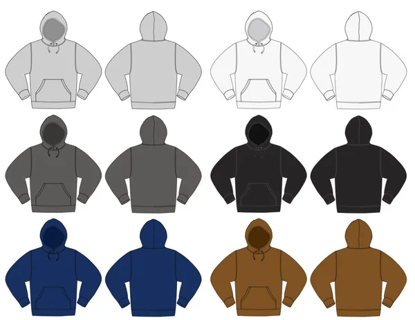 Illustration Hoodie Hooded Sweatshirt Color Variations — Stockový vektor