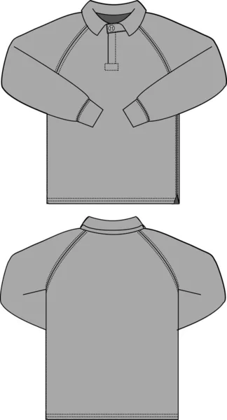 Polo Manga Larga Camisa Jersey — Archivo Imágenes Vectoriales