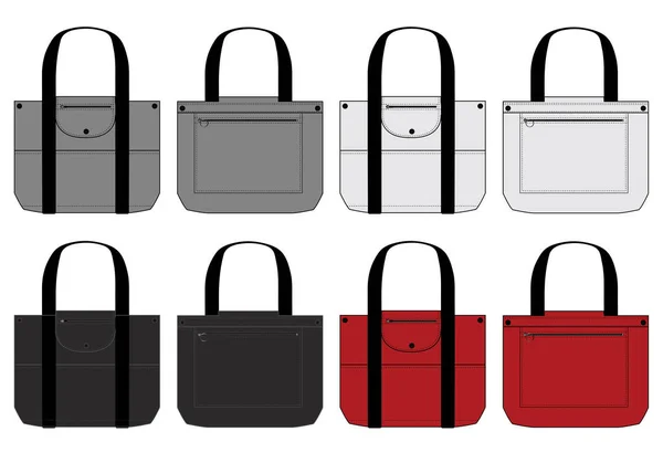 Illustration Briefcase Tote Bag Color Variations — 스톡 벡터