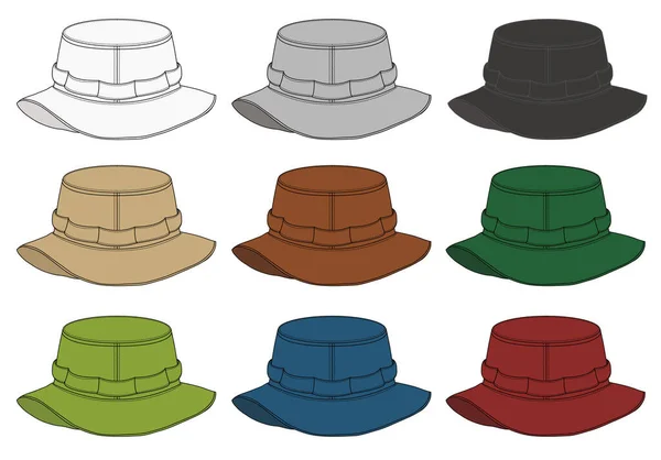 Εικονογράφηση Του Safari Hat Χρώμα Παραλλαγές — Διανυσματικό Αρχείο