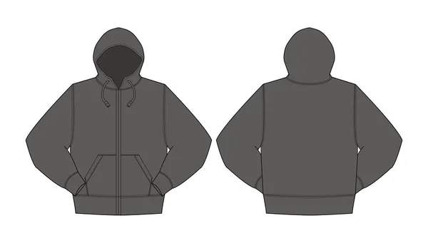 Illustration Hoodie Hooded Sweatshirt Front Zipper — Stock Vector