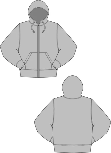Иллюстрация Толстовки Капюшоном Толстовка Капюшоном Молния Спереди — стоковый вектор