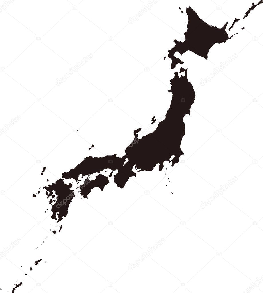 Japan map vector illustration