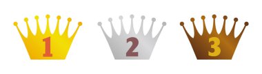 Taç simgesi dizisi (sıralama için) .3 renk (altın / gümüş / bronz)