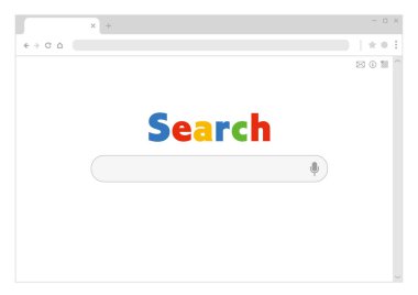 Hayali arama motoru web sitesi. genel şablon illüstrasyonu