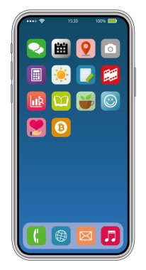 Bilinen akıllı telefon çerçeve çizimi (orijinal uygulama simgeleri)