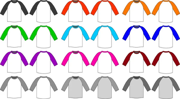 Raglan Ärm Shirt Illustrationsset — Stock vektor