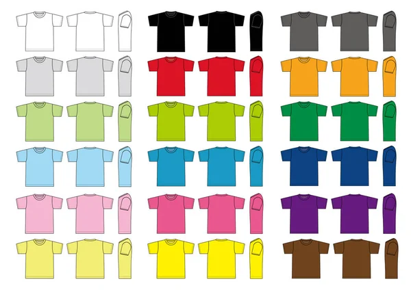 Kurzarm Shirts Vorlage Vektor Illustration Set — Stockvektor