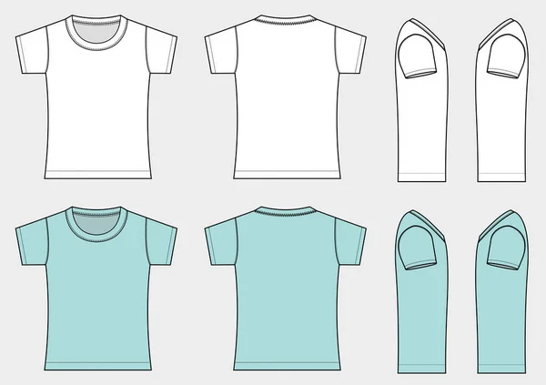 Camisetas Manga Corta Señora Vector Ilustración — Archivo Imágenes Vectoriales