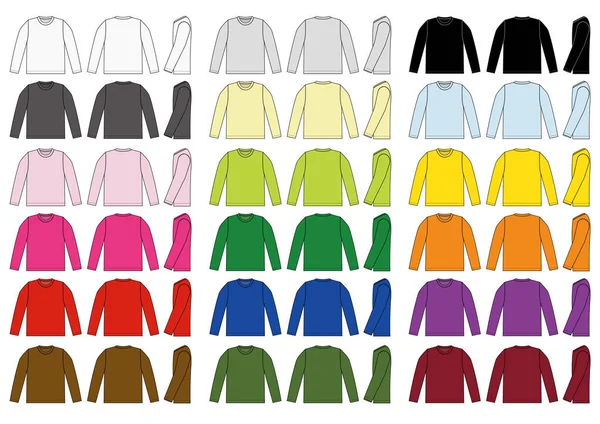 Set Illustrazione Vettoriale Shirt Manica Lunga — Vettoriale Stock