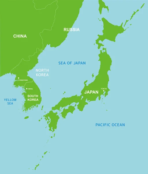 Χάρτης Βόρειας Κορέας Νότιας Κορέας Και Ιαπωνίας Άπω Ανατολής — Διανυσματικό Αρχείο