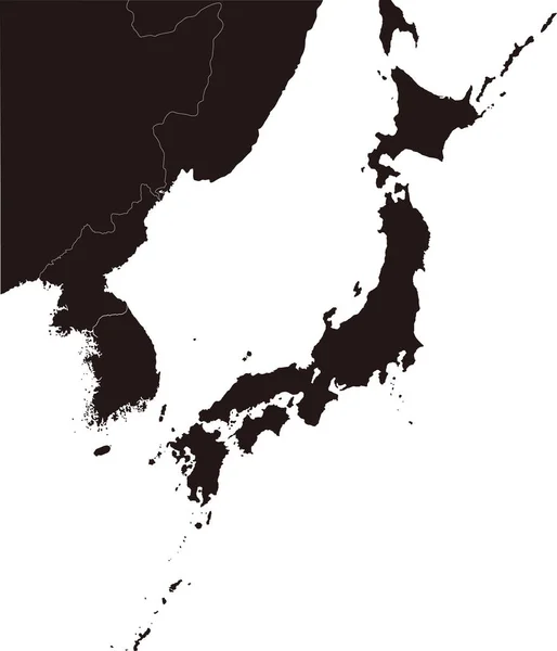 Corée Nord Corée Sud Japon Asie Est Carte Aucun Texte — Image vectorielle