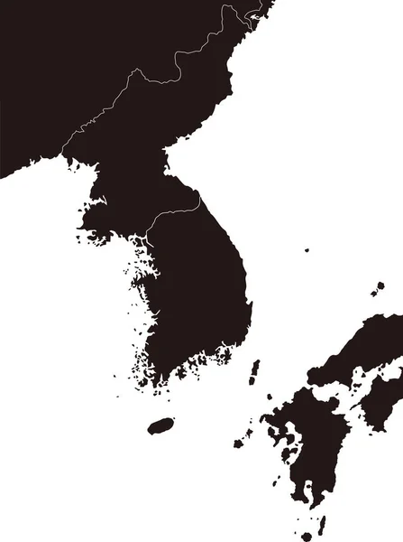 Corea Del Nord Corea Del Sud Estremo Oriente Asia Mappa — Vettoriale Stock