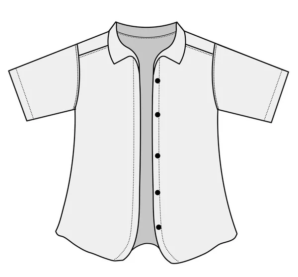 Camisa Botón Manga Corta Ilustración — Vector de stock
