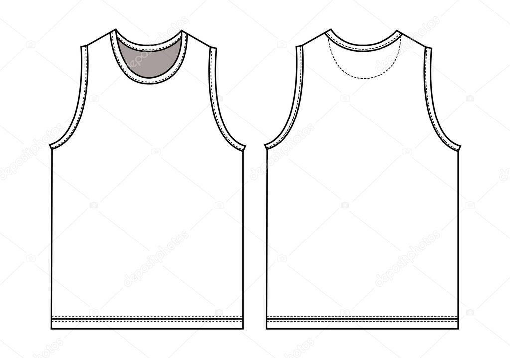 Tank top, sleeveless shirt template illustration
