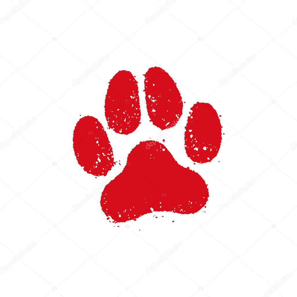 Dog footprint stamp vector illustration for new year card