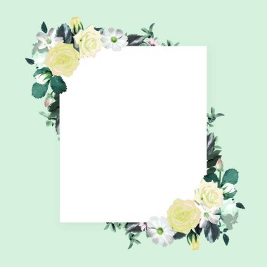 Çiçeksel kare çelenk çerçeve şablonu