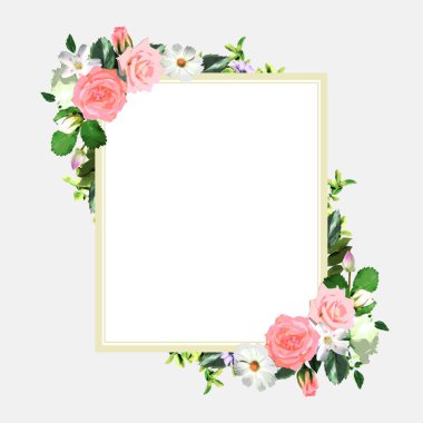 Çiçeksel kare çelenk çerçeve şablonu