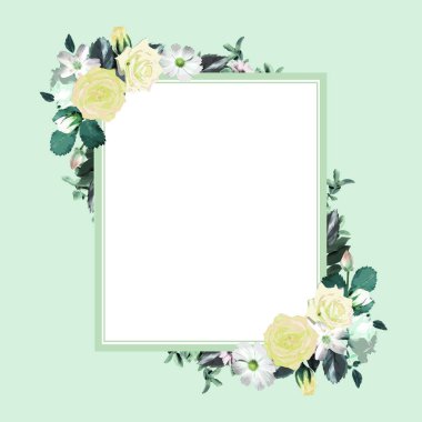 Çiçeksel kare çelenk çerçeve şablonu