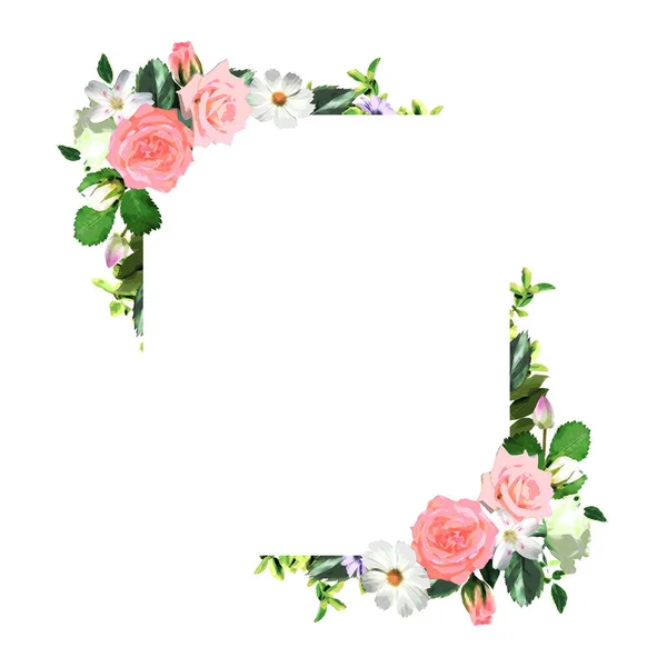Floral square wreath frame template