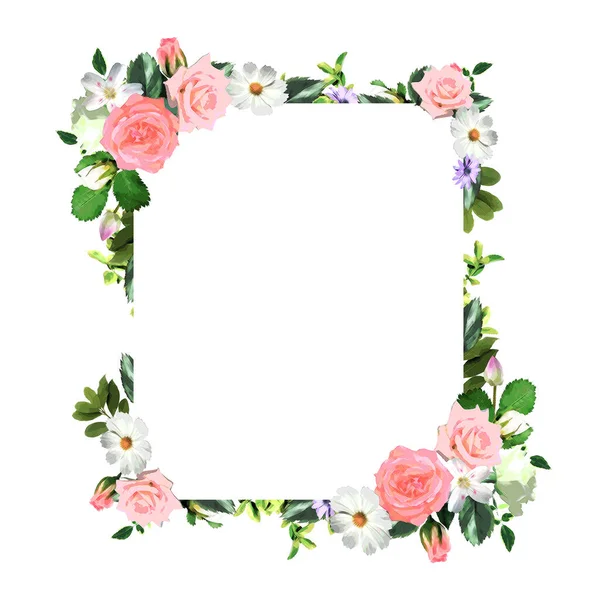 Floral Square Wreath Frame Template — Stock Photo, Image