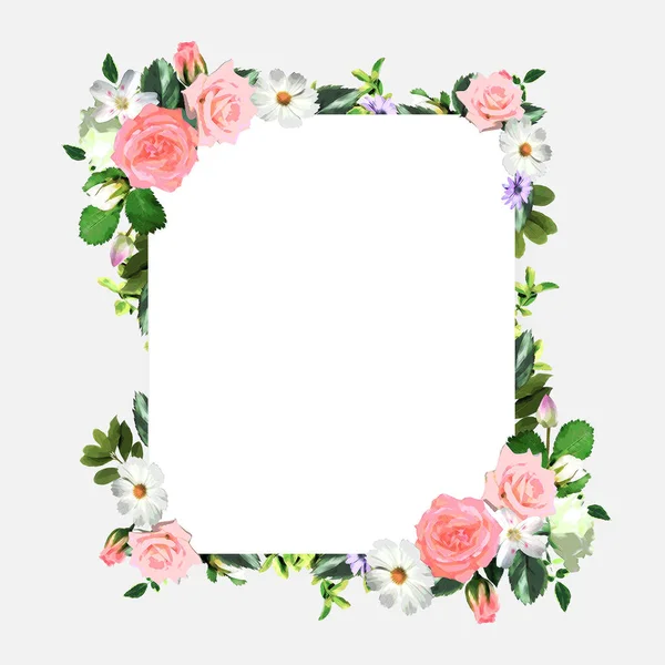 Πρότυπο Πλαίσιο Στεφανιού Floral Τετράγωνο — Φωτογραφία Αρχείου