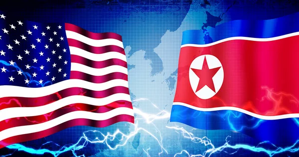 Confronto Político Entre Eua Coreia Norte Ilustração Fundo Banner Web — Fotografia de Stock