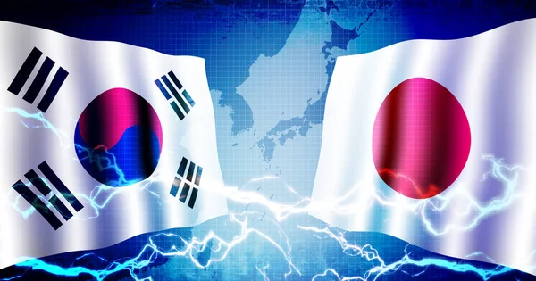 Politisk Konfrontation Mellan Japan Och Sydkorea Web Banner Bakgrund Illustration — Stockfoto