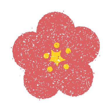 çiçek (kiraz çiçeği) pul illüstrasyonu / Yeni yılın tebrik kartı için