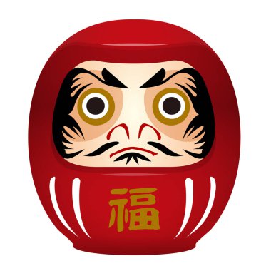 Japon geleneksel dharuma bebek illüstrasyonu.