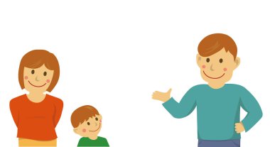 Aile / konuşma ve vektör illüstrasyonunu hayal et